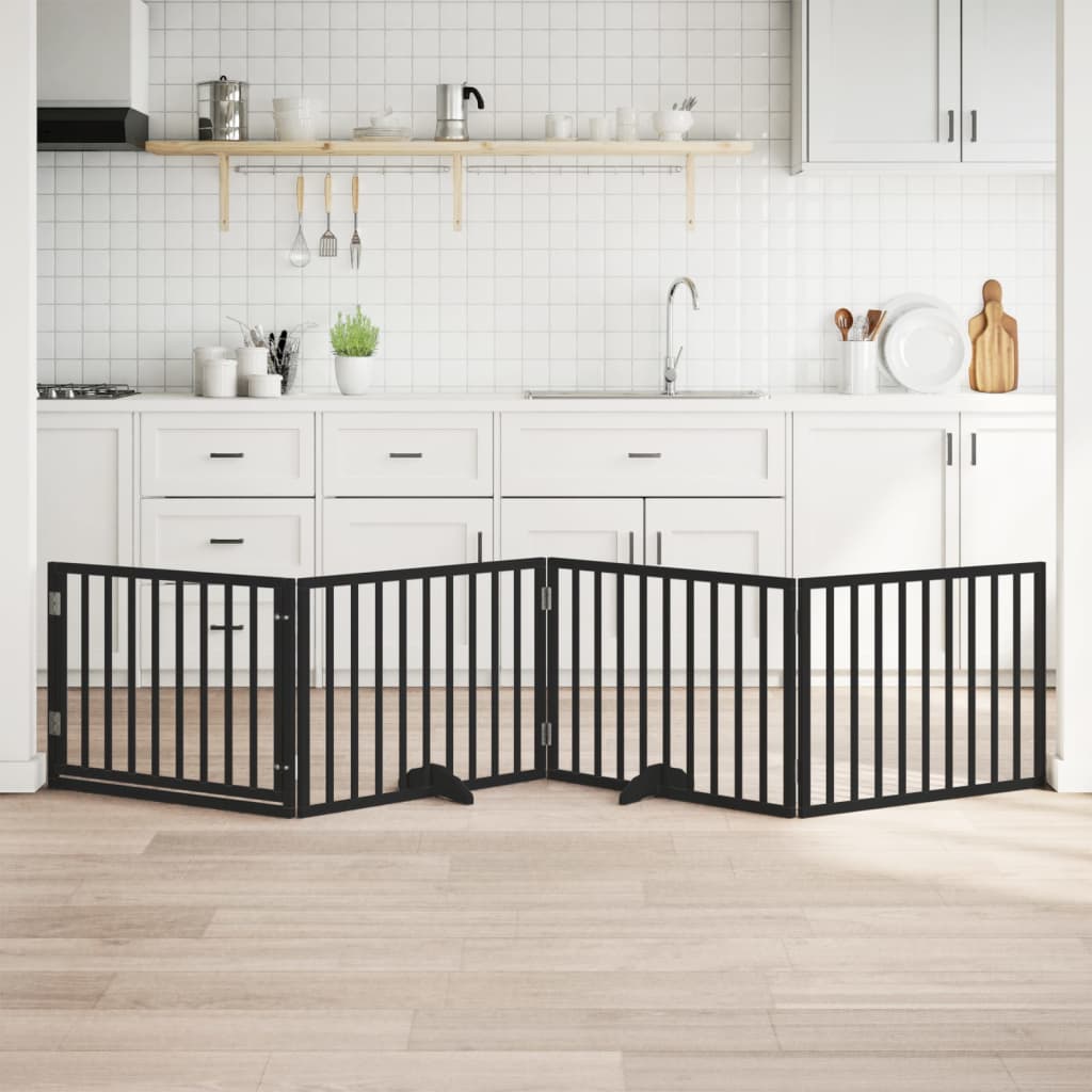 Vidaxx faltbares Hundegitter 4 Paneele 320 cm Pappelholz schwarz