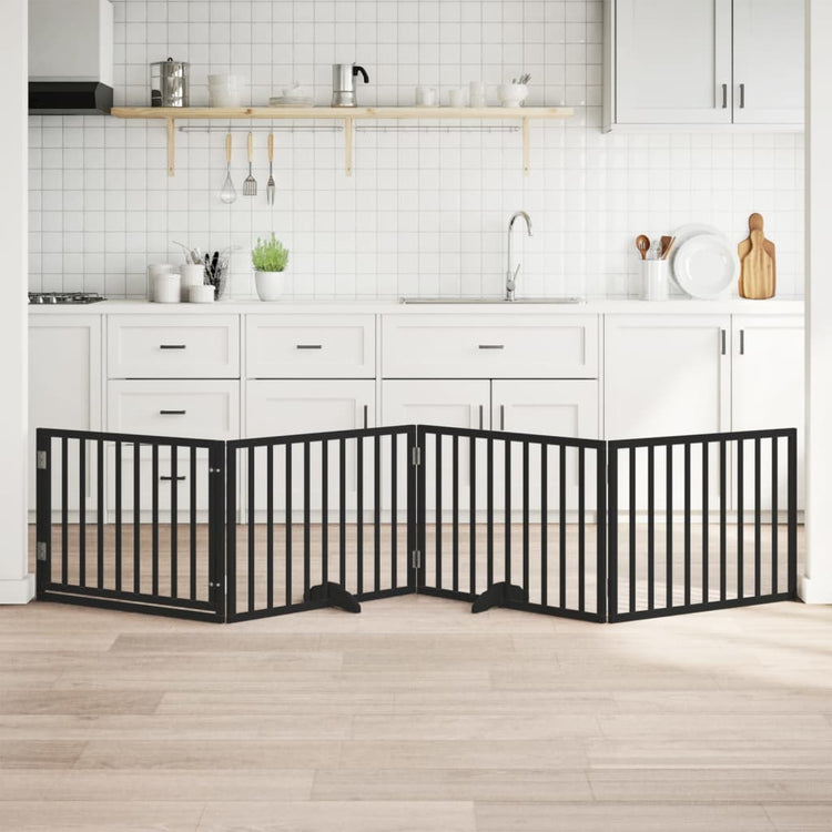 Vidaxx faltbares Hundegitter 4 Paneele 320 cm Pappelholz schwarz