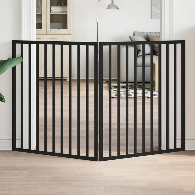 Vidaxl Hundezaun zusammenklappbar 2 Panels 160 cm Populierhout Schwarz