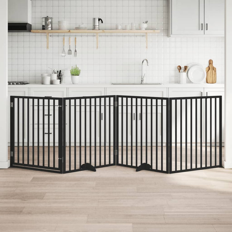 Vidaxx faltbares Hundegitter 4 Paneele 320 cm Pappelholz schwarz