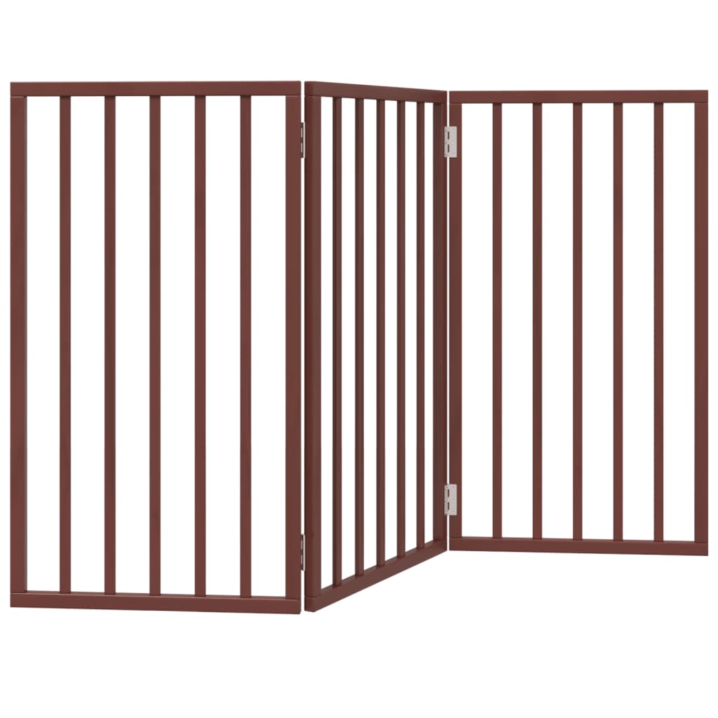 Vidaxl Hundezaun zusammenklappbar 3 Paneele 150 cm Pappelholz braun