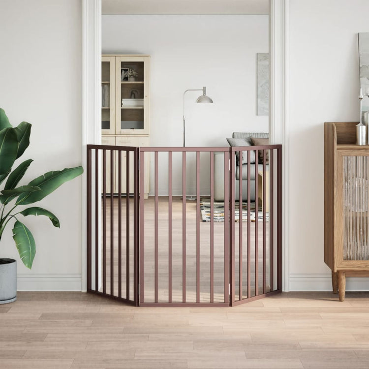Vidaxl Hundezaun zusammenklappbar 3 Paneele 150 cm Pappelholz braun
