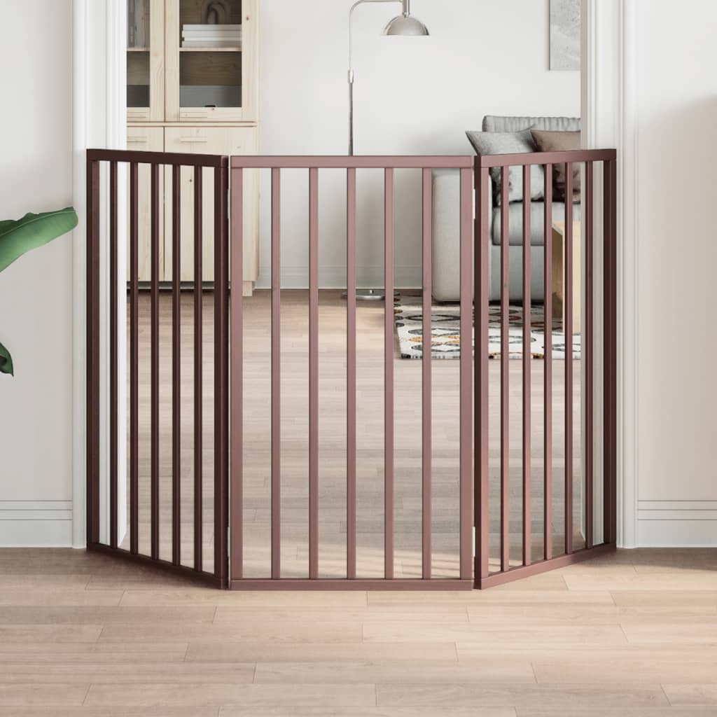 Vidaxl Hundezaun zusammenklappbar 3 Paneele 150 cm Pappelholz braun