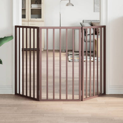 Vidaxl Hundezaun zusammenklappbar 3 Paneele 150 cm Pappelholz braun