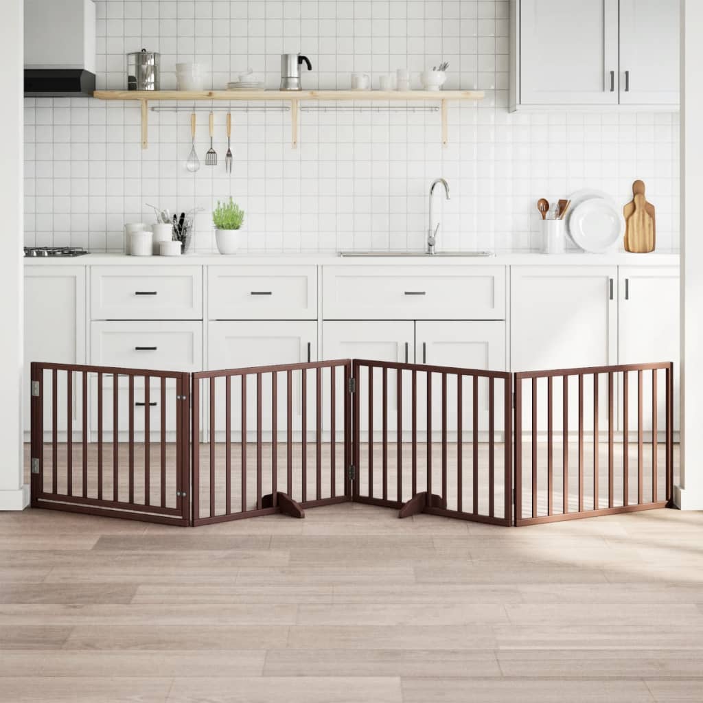 Vidaxl Hundezaun zusammenklappbar 4 Paneele 320 cm Pappelholz braun