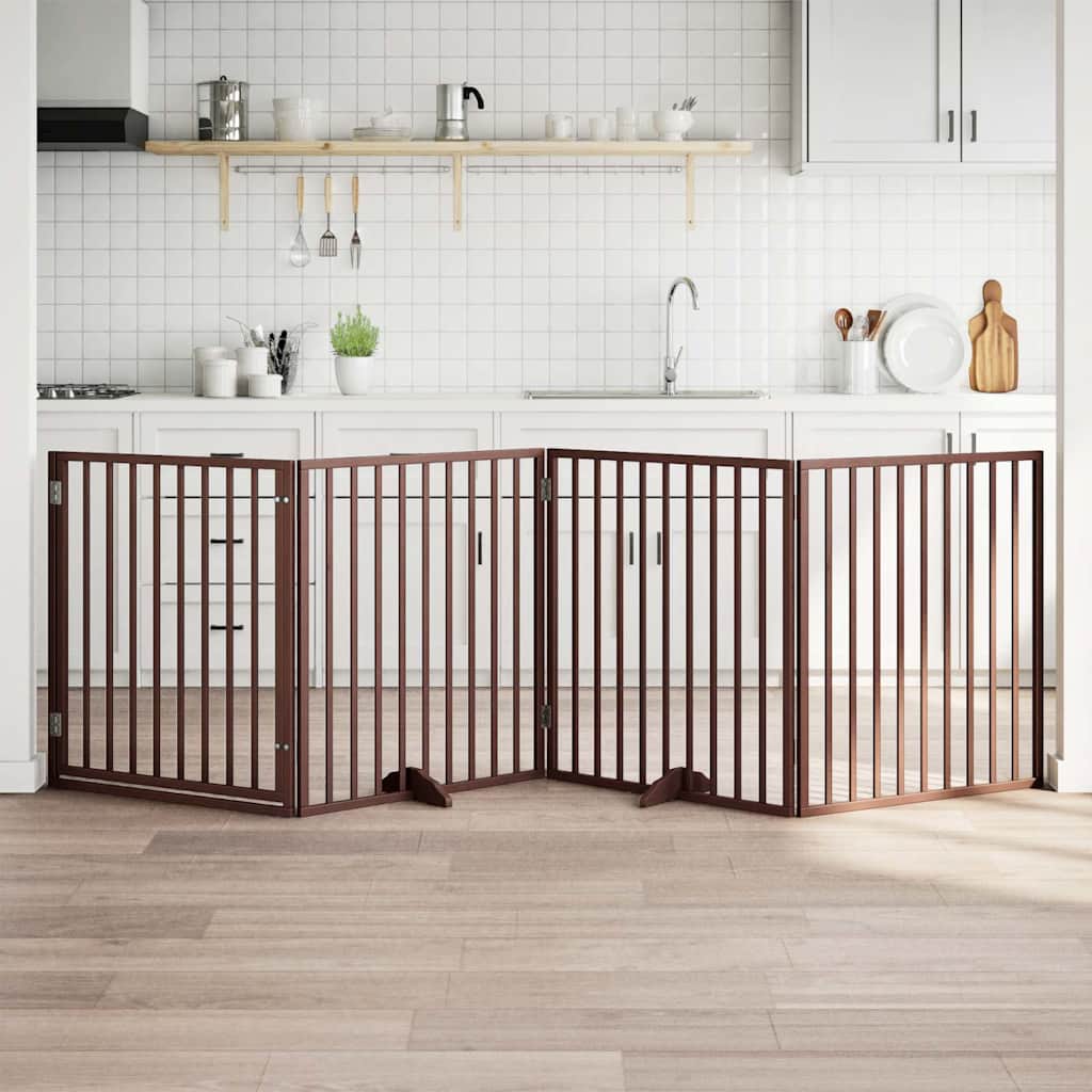 Vidaxl Hundezaun zusammenklappbar 4 Paneele 320 cm Pappelholz braun
