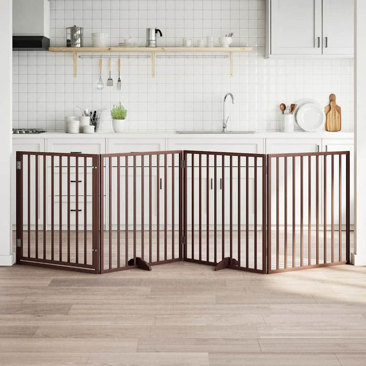 Vidaxl Hundezaun zusammenklappbar 4 Paneele 320 cm Pappelholz braun
