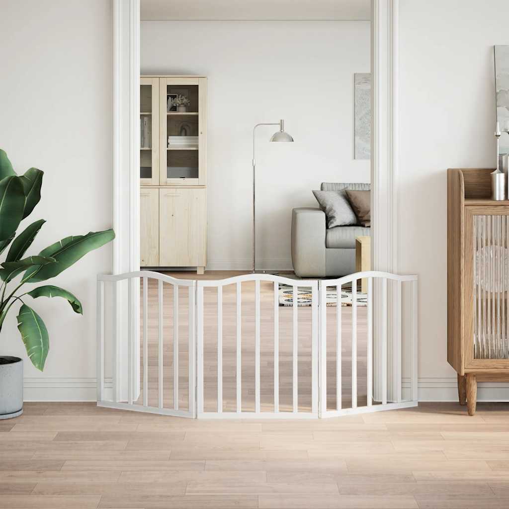 Vidaxl Hundezaun zusammenklappbar 3 Paneele 150 cm Pappelholz Weiß weiß