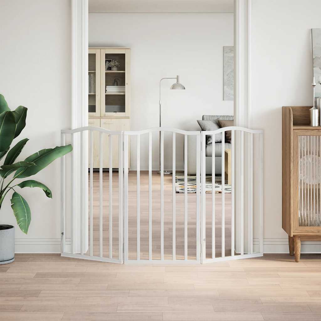 Vidaxl Hundezaun zusammenklappbar 3 Paneele 150 cm Pappelholz Weiß weiß