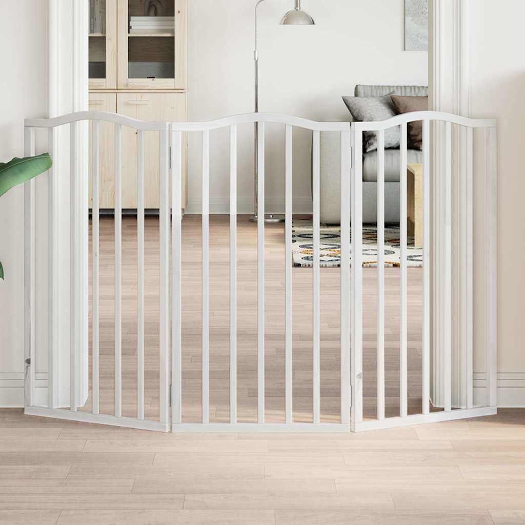 Vidaxl Hundezaun zusammenklappbar 3 Paneele 150 cm Pappelholz Weiß weiß