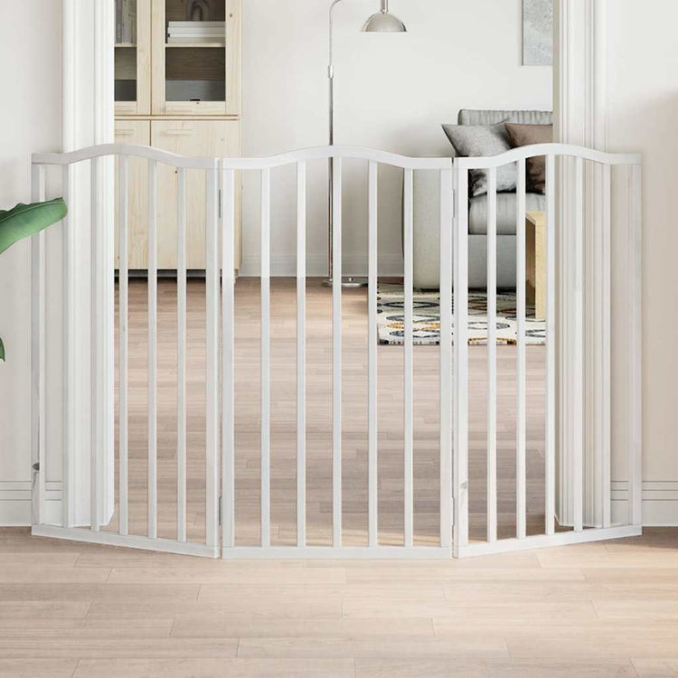 Vidaxl Hundezaun zusammenklappbar 3 Paneele 150 cm Pappelholz Weiß weiß