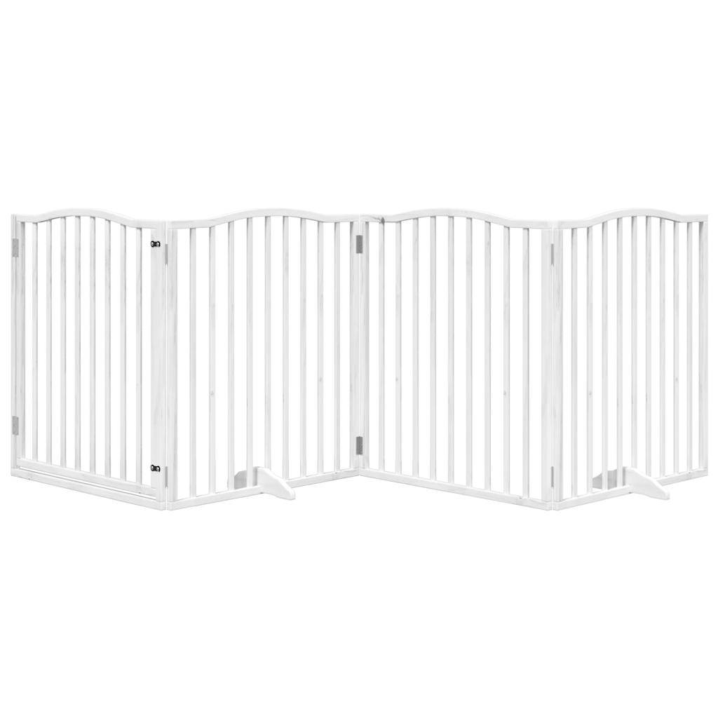 Vidaxl Hundzaun zusammenklappbar mit Tür 4 Panels 320 cm Populierhout Weiß