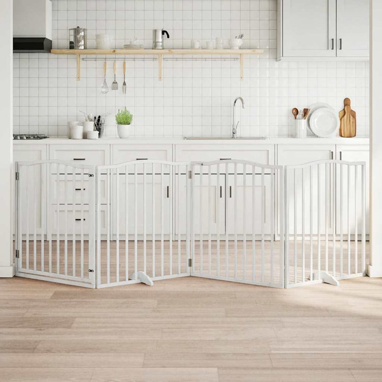 Vidaxl Hundzaun zusammenklappbar mit Tür 4 Panels 320 cm Populierhout Weiß
