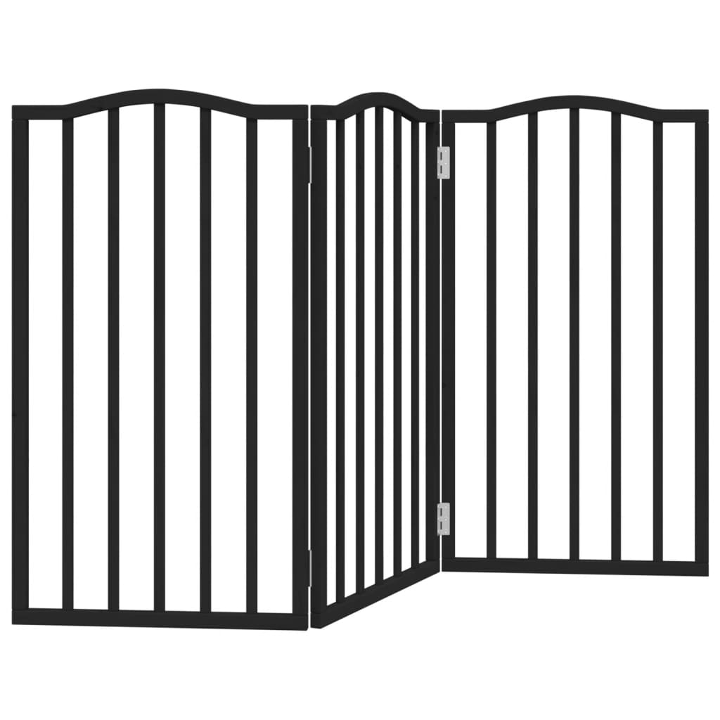 Vidaxl Hundezaun zusammenklappbar 3 Paneele 150 cm Pappelholz Schwarz