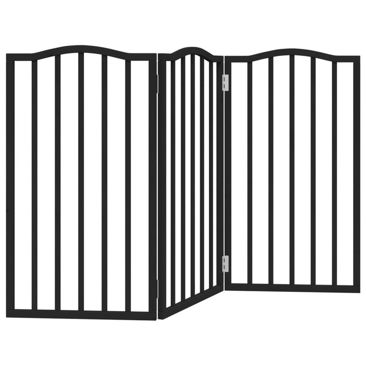 Vidaxl Hundezaun zusammenklappbar 3 Paneele 150 cm Pappelholz Schwarz
