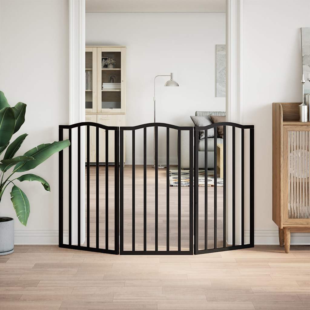 Vidaxl Hundezaun zusammenklappbar 3 Paneele 150 cm Pappelholz Schwarz