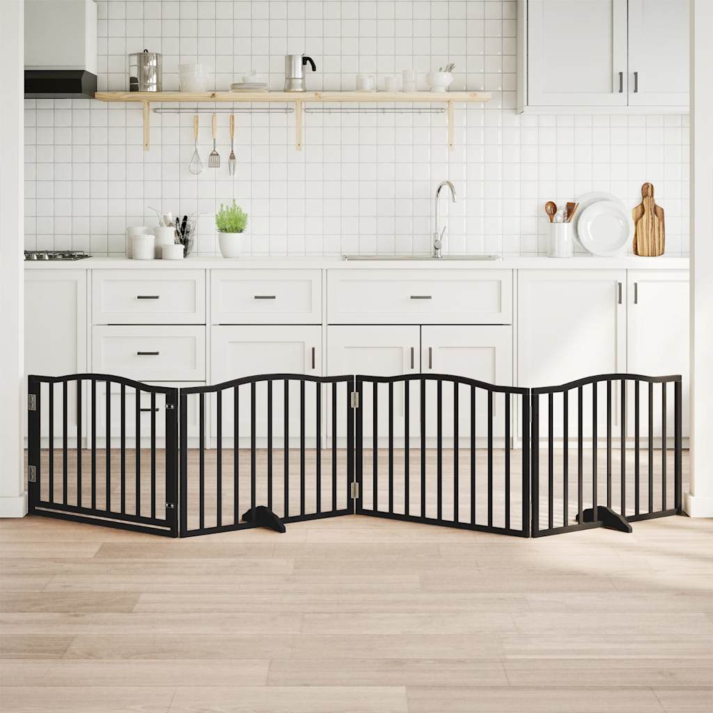 VidaXL Hundegitter mit Tür klappbar 4 Paneele schwarz 320 cm Pappelholz