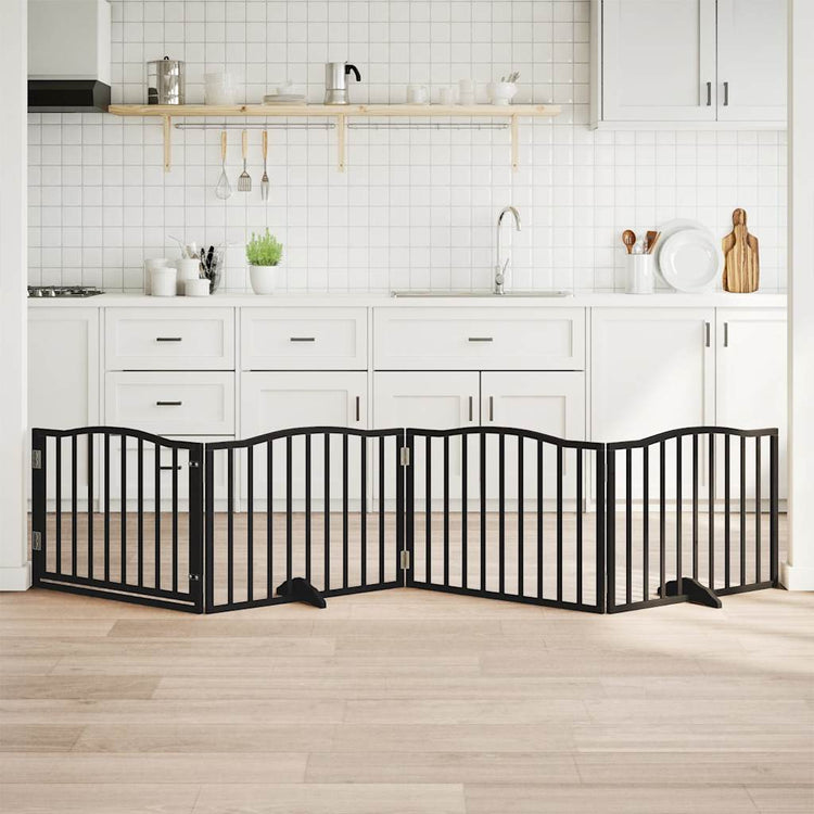 VidaXL Hundegitter mit Tür klappbar 4 Paneele schwarz 320 cm Pappelholz