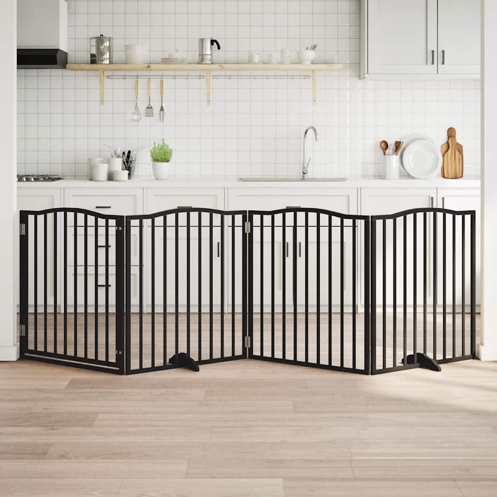 Vidaxl Hundezaun zusammenklappbar 4 Paneele 320 cm Pappelholz Schwarz