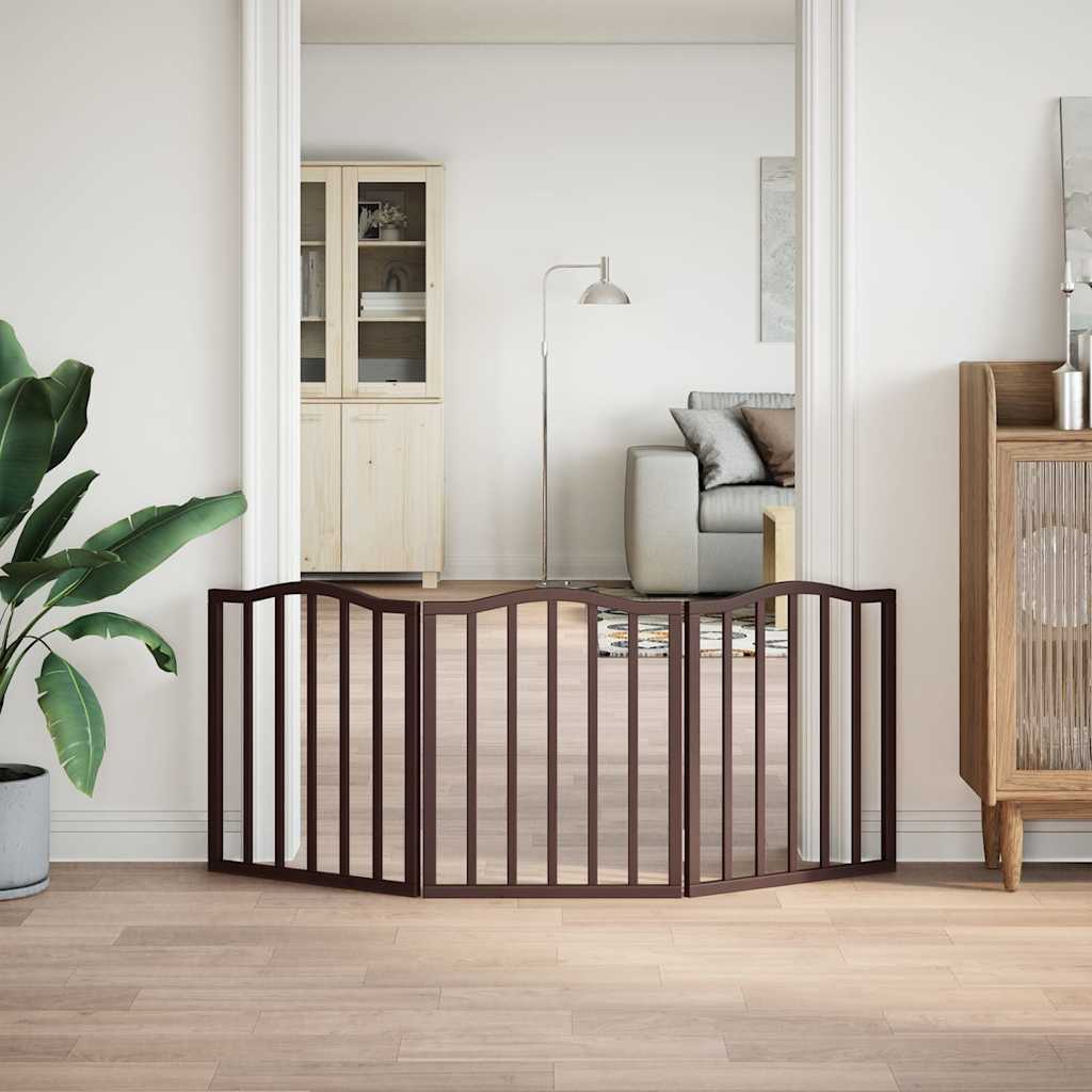 VIDAXL Hundezaun zusammenklappbar 3 Paneele 150 cm Populier Holzbraune Eiche