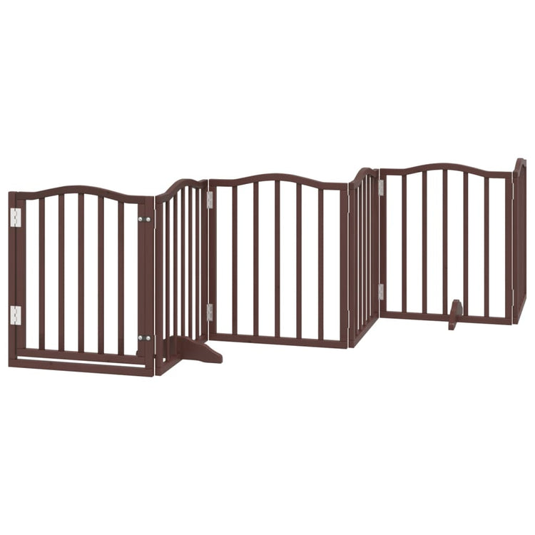 VIDAXL Hundezaun zusammenklappbar 6 Paneele 300 cm Pappelholz braune Eiche