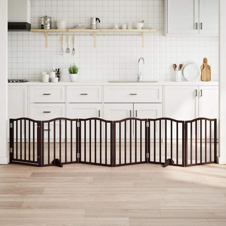 VIDAXL Hundezaun zusammenklappbar 6 Paneele 300 cm Pappelholz braune Eiche