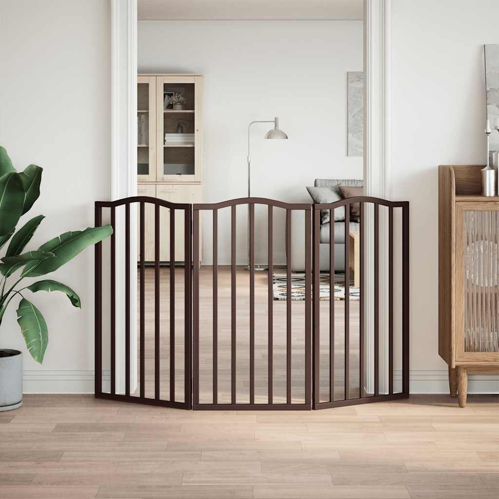 VIDAXL Hundezaun zusammenklappbar 3 Paneele 150 cm Populier Holzbraune Eiche