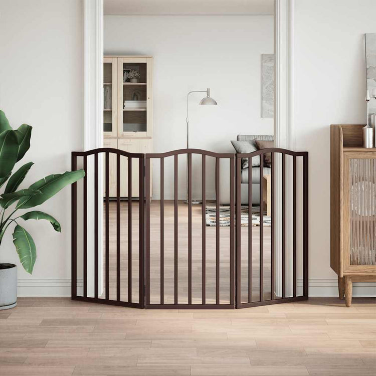 VIDAXL Hundezaun zusammenklappbar 3 Paneele 150 cm Populier Holzbraune Eiche