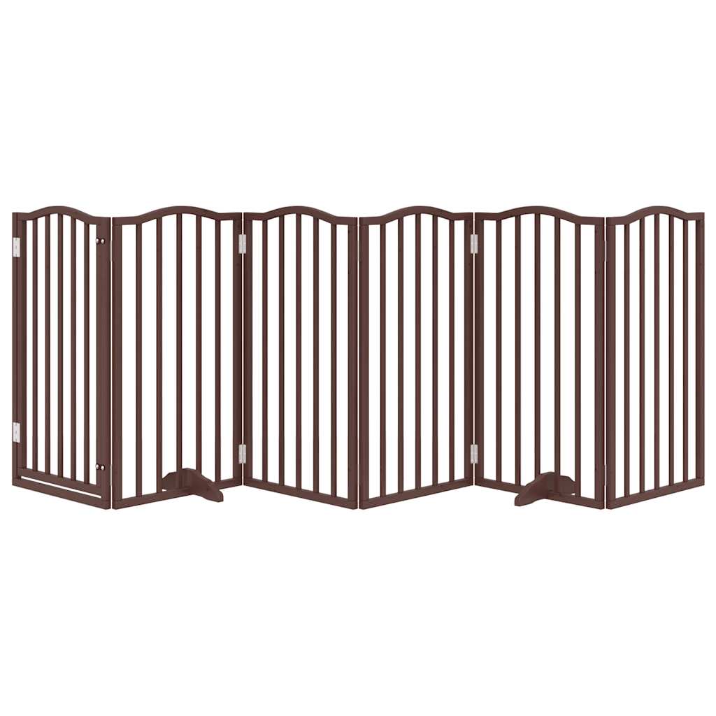 VIDAXL Hundezaun zusammenklappbar 6 Paneele 300 cm Pappelholz braune Eiche