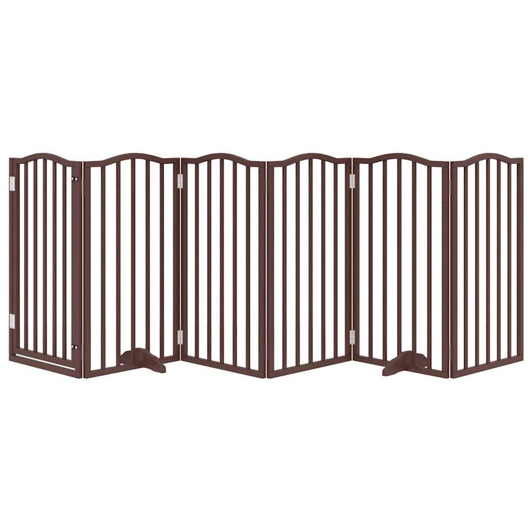 VIDAXL Hundezaun zusammenklappbar 6 Paneele 300 cm Pappelholz braune Eiche
