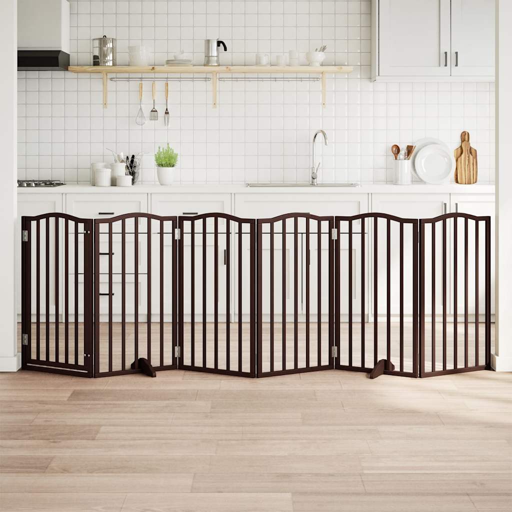VIDAXL Hundezaun zusammenklappbar 6 Paneele 300 cm Pappelholz braune Eiche