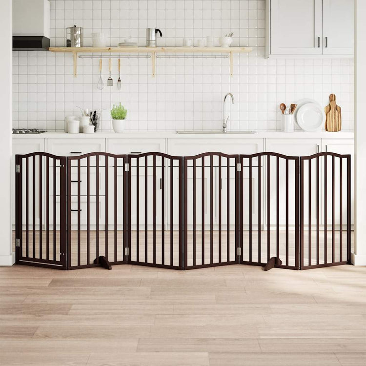 VIDAXL Hundezaun zusammenklappbar 6 Paneele 300 cm Pappelholz braune Eiche