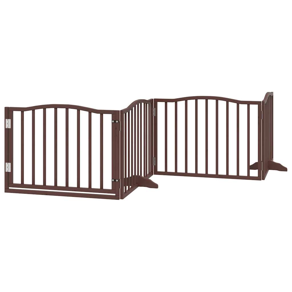 VIDAXL Hundezaun zusammenklappbar 4 Paneele 320 cm Pappelholz braune Eiche