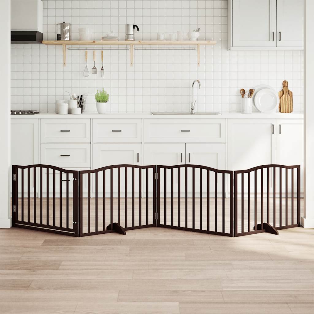 VIDAXL Hundezaun zusammenklappbar 4 Paneele 320 cm Pappelholz braune Eiche