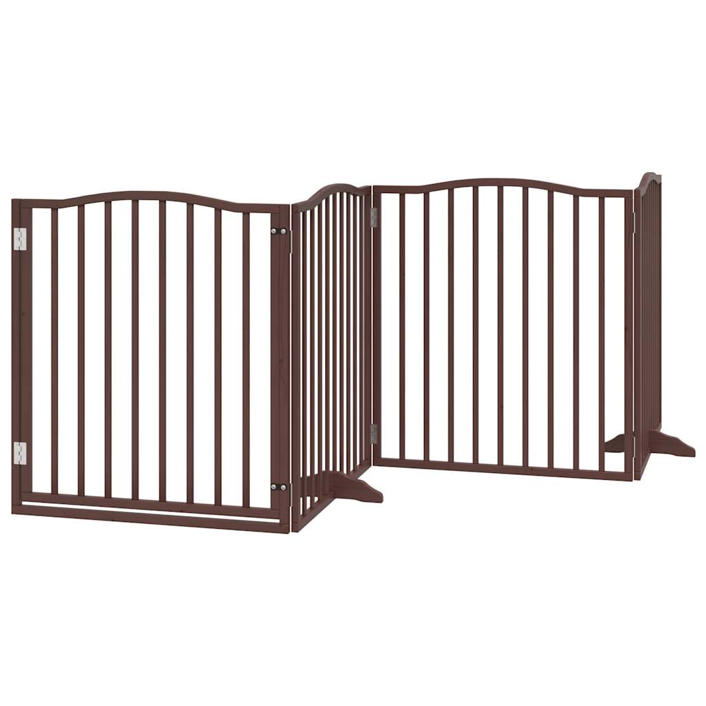 VIDAXL Hundezaun zusammenklappbar 4 Paneele 320 cm Pappelholz braune Eiche