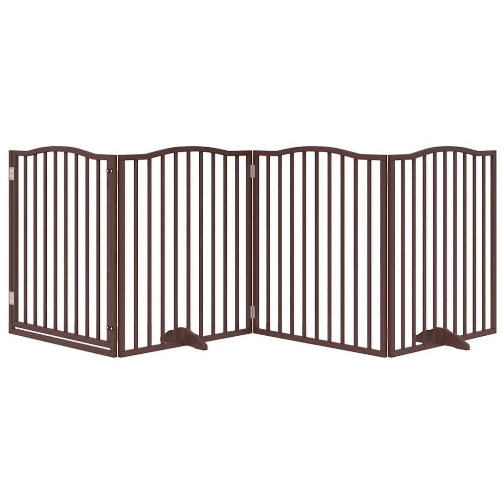 VIDAXL Hundezaun zusammenklappbar 4 Paneele 320 cm Pappelholz braune Eiche