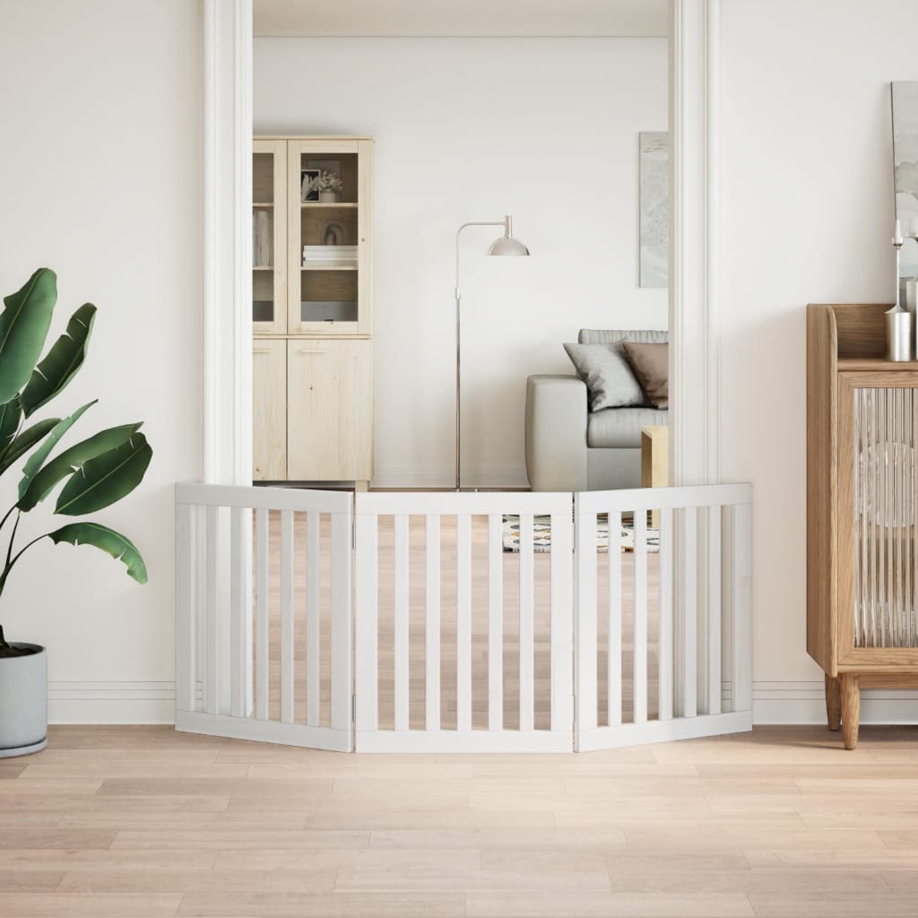 Vidaxl Hundezaun zusammenklappbar 3 Paneele 150 cm Pappelholz Weiß weiß