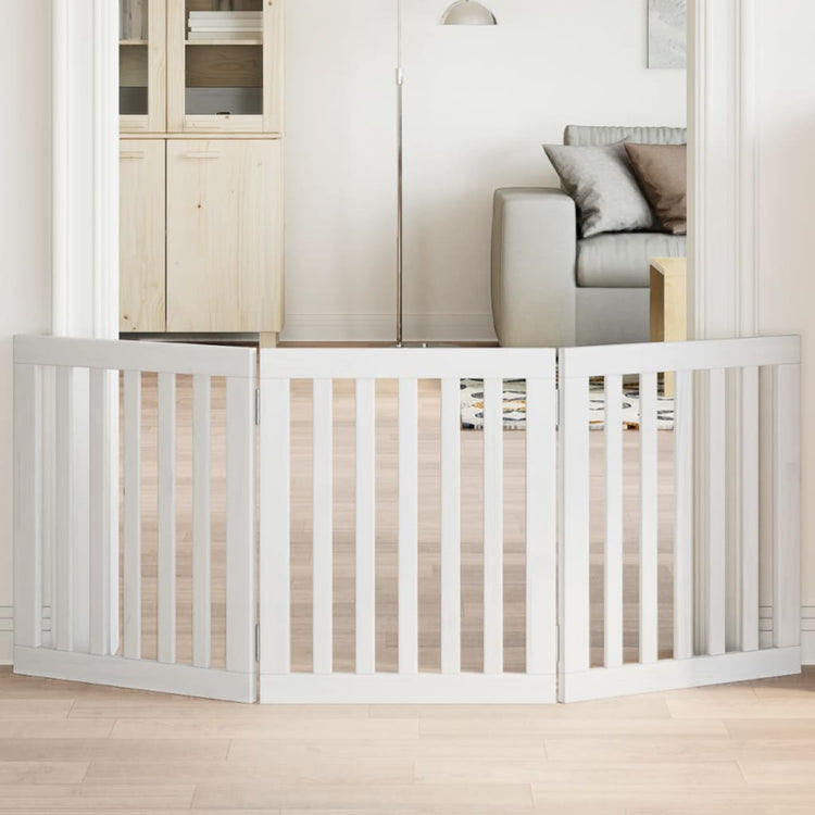 Vidaxl Hundezaun zusammenklappbar 3 Paneele 150 cm Pappelholz Weiß weiß