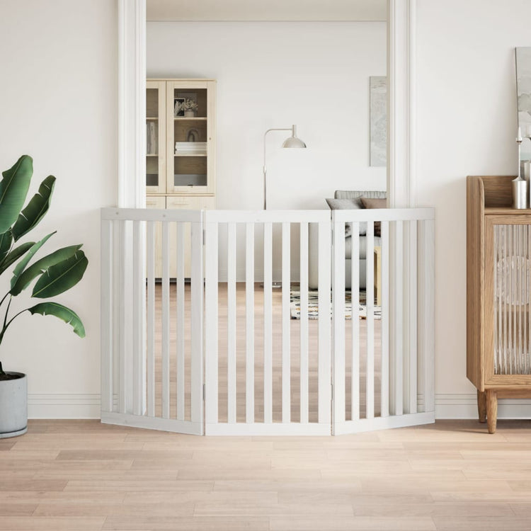 Vidaxl Hundezaun zusammenklappbar 3 Paneele 150 cm Pappelholz Weiß weiß