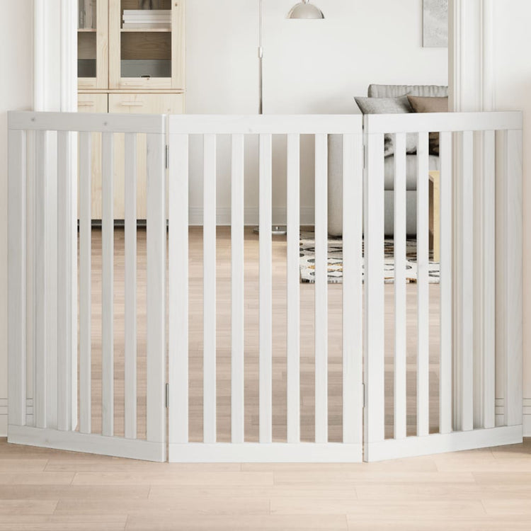 Vidaxl Hundezaun zusammenklappbar 3 Paneele 150 cm Pappelholz Weiß weiß