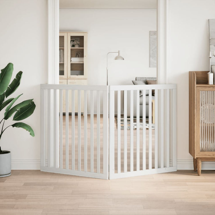 Vidaxl Hundezaun zusammenklappbar 2 Panels 160 cm Pappelholz Weiß weiß