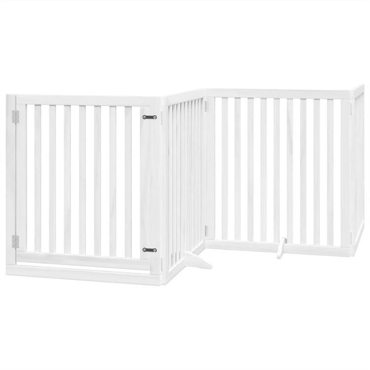 Vidaxl Hundzaun zusammenklappbar mit Tür 4 Panels 320 cm Populierhout Weiß