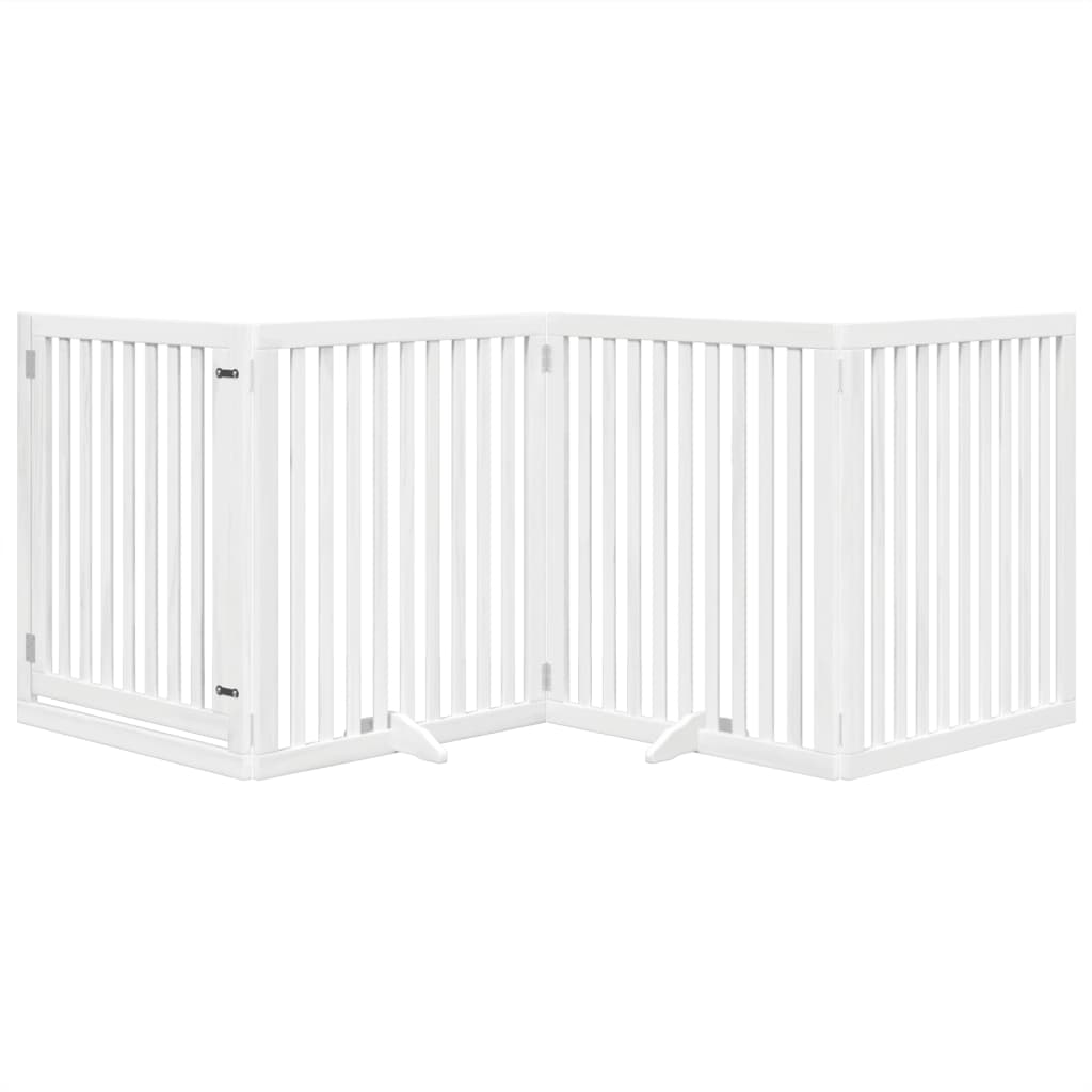Vidaxl Hundzaun zusammenklappbar mit Tür 4 Panels 320 cm Populierhout Weiß
