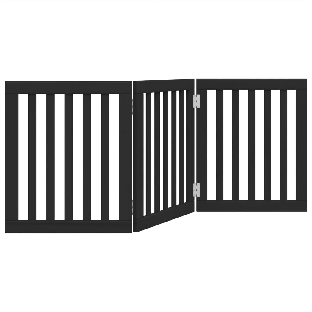 Vidaxl Hundezaun zusammenklappbar 3 Paneele 150 cm Pappelholz Schwarz