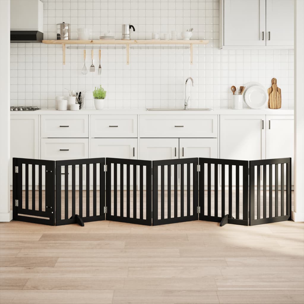 Vidaxl Hundezaun zusammenklappbar 6 Panels 300 cm Populierhout Schwarz