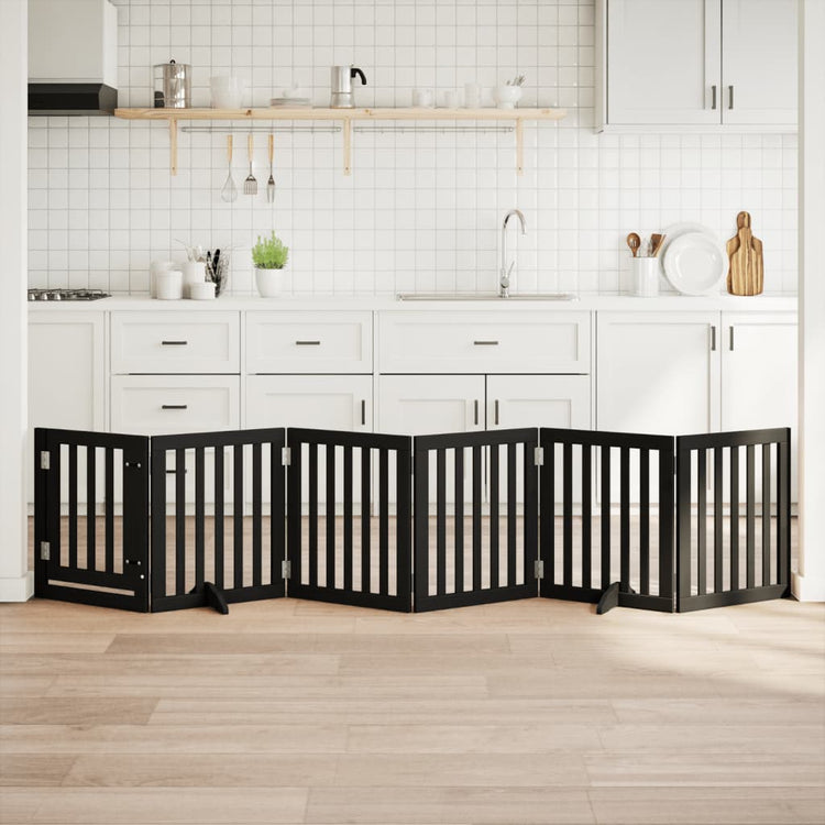 Vidaxl Hundezaun zusammenklappbar 6 Panels 300 cm Populierhout Schwarz