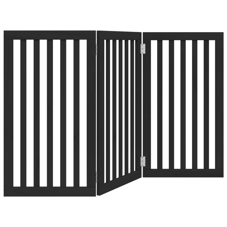 Vidaxl Hundezaun zusammenklappbar 3 Paneele 150 cm Pappelholz Schwarz