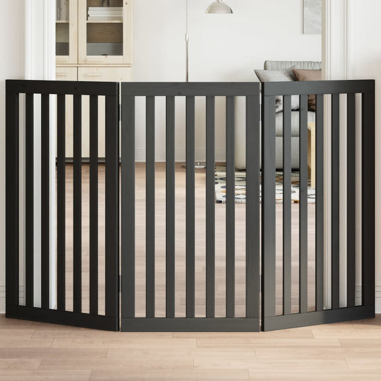 Vidaxl Hundezaun zusammenklappbar 3 Paneele 150 cm Pappelholz Schwarz