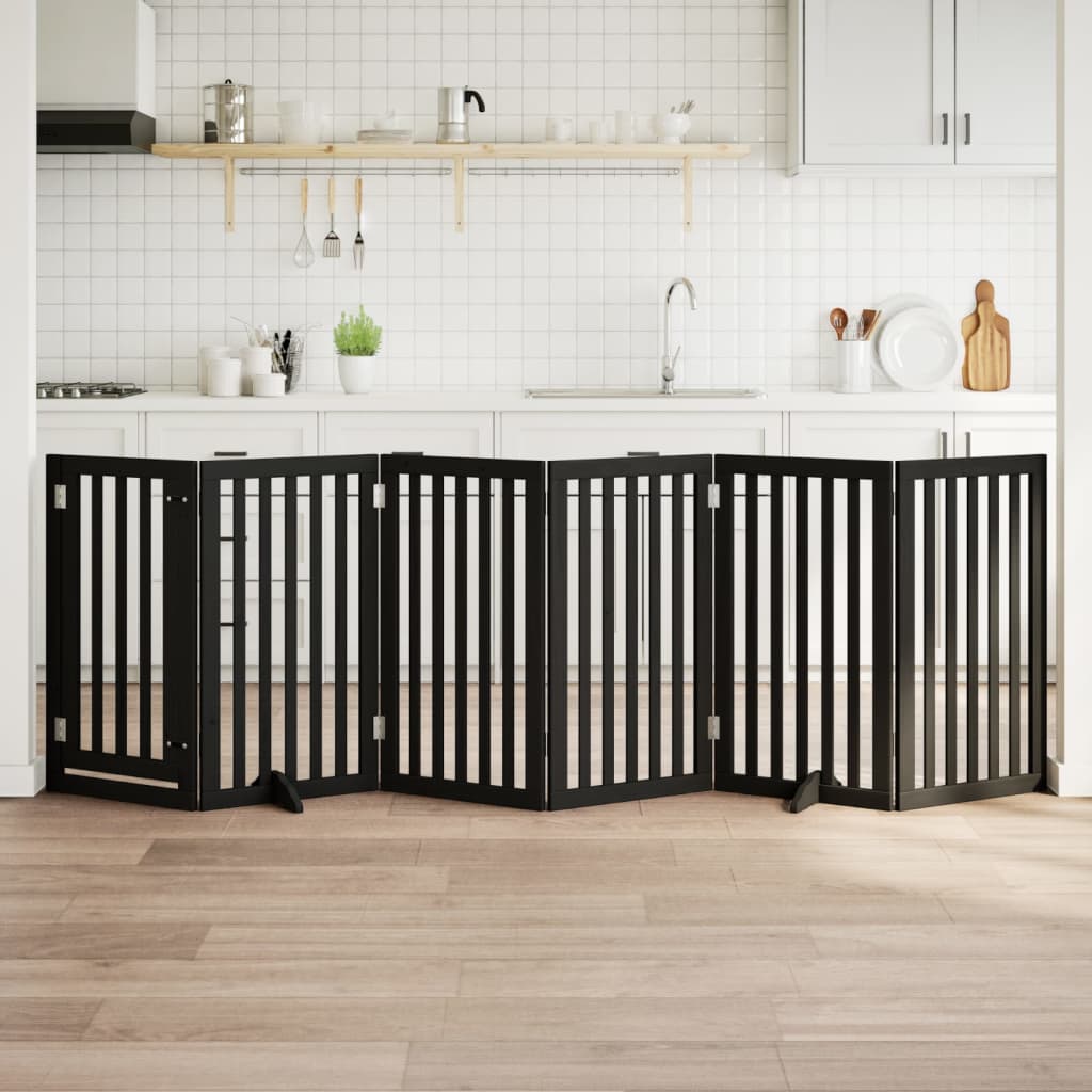 Vidaxl Hundezaun zusammenklappbar 6 Panels 300 cm Populierhout Schwarz