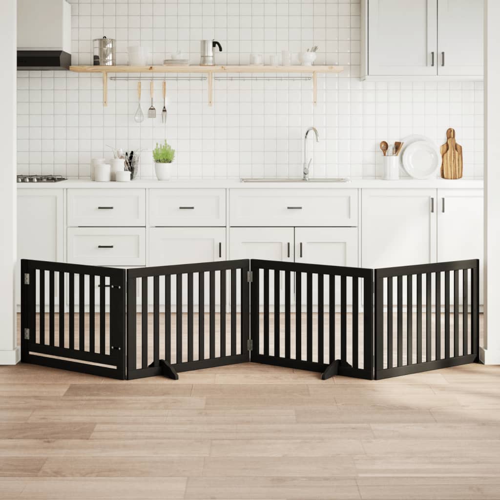 Vidaxx faltbares Hundegitter 4 Paneele 320 cm Pappelholz schwarz